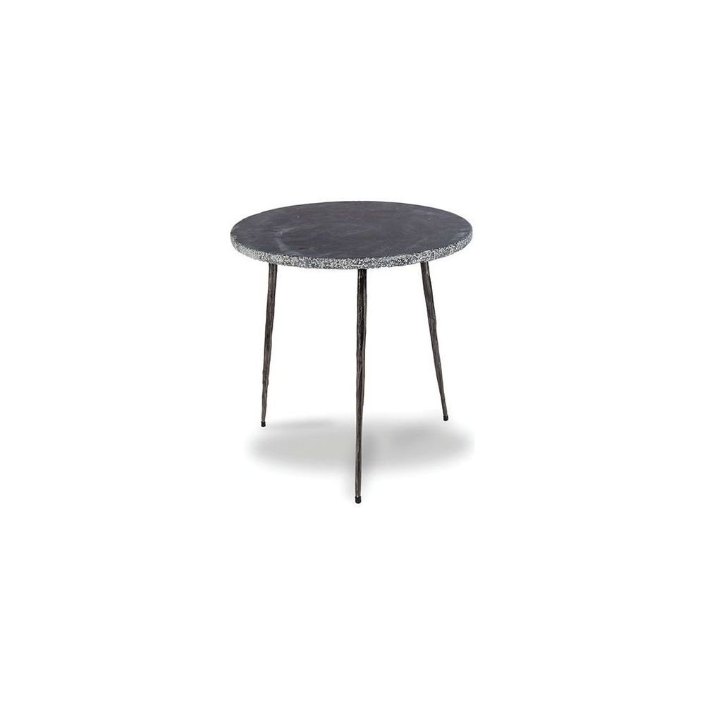 Side Tables Kaii Medium End Table Black Marble Hammered Edge/Black Iron Legs