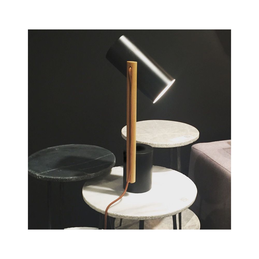 Side Tables Kaii Medium End Table Black Marble Hammered Edge/Black Iron Legs