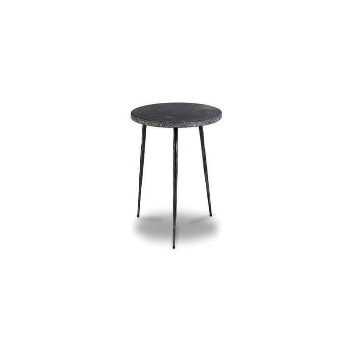 Side Tables Kaii Tall End Table Black Marble Hammered Edge/Black Iron Legs