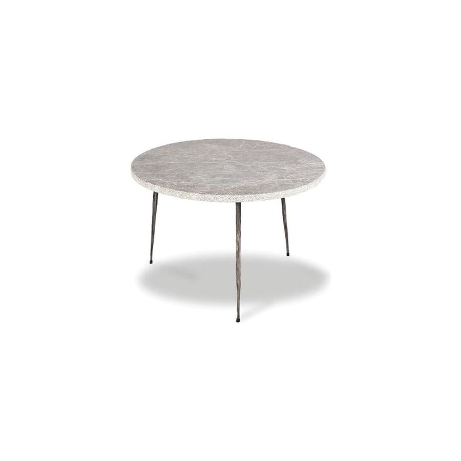 Side Tables Kaii Low End Table Grey Marble Hammered Edge/Black Iron Legs