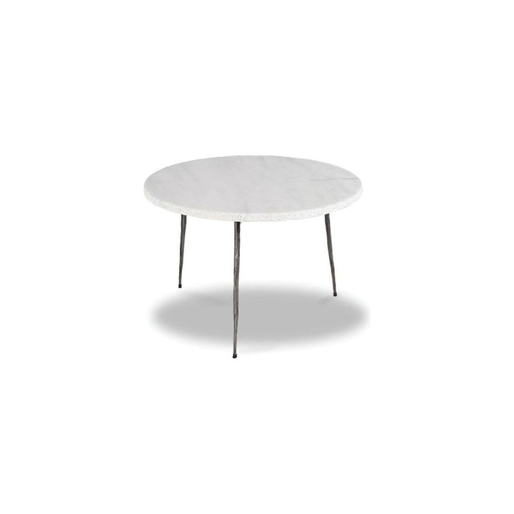 Side Tables Kaii Low End Table White Marble Hammered Edge/Black Iron Legs