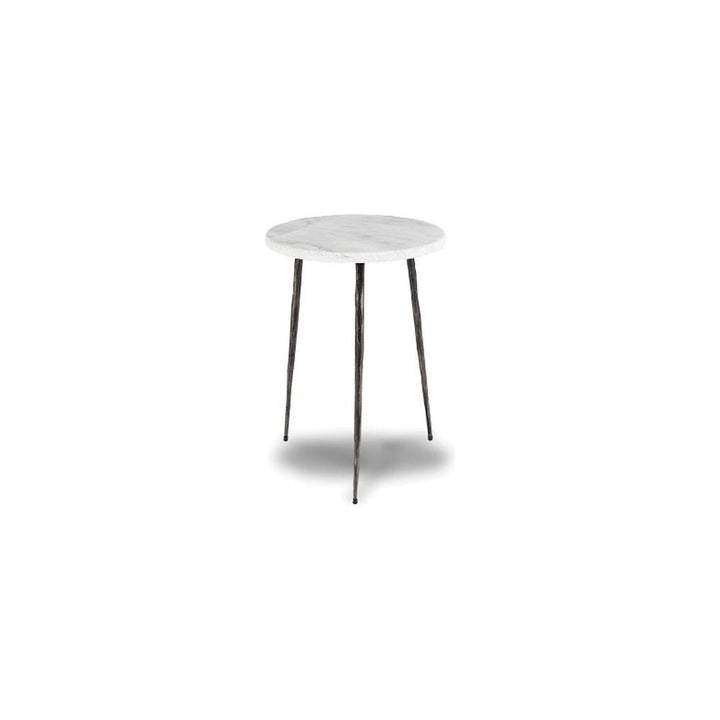 Side Tables Kaii Tall End Table White Marble Hammered Edge/Black Iron Legs