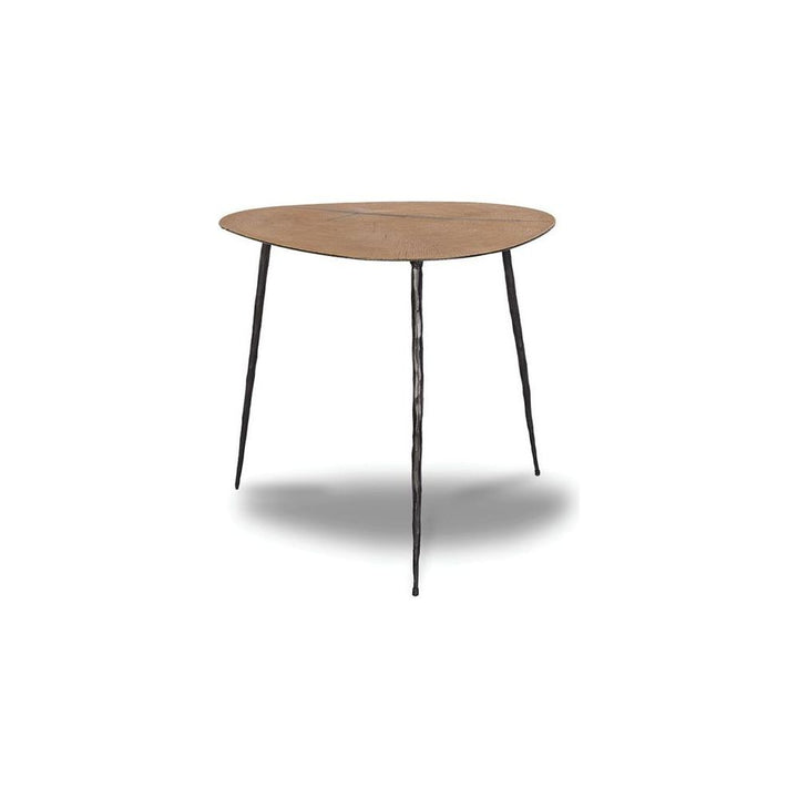 Side Tables Oakley Low End Table Natural Oak Veneer On Metal Black Hammered Iron Legs