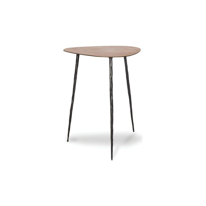 Side Tables Oakley Tall End Table Natural Oak Veneer On Metal Black Hammered Iron Legs