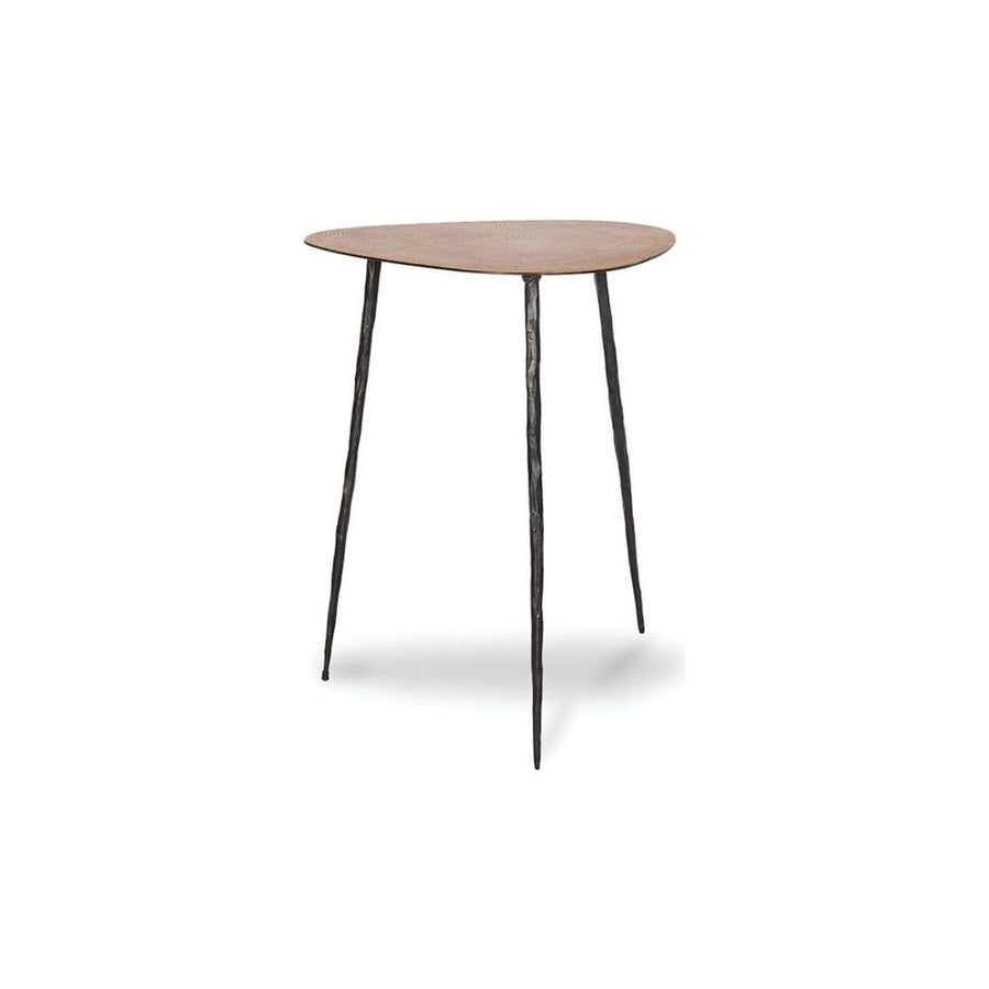 Side Tables Oakley Tall End Table Natural Oak Veneer On Metal Black Hammered Iron Legs