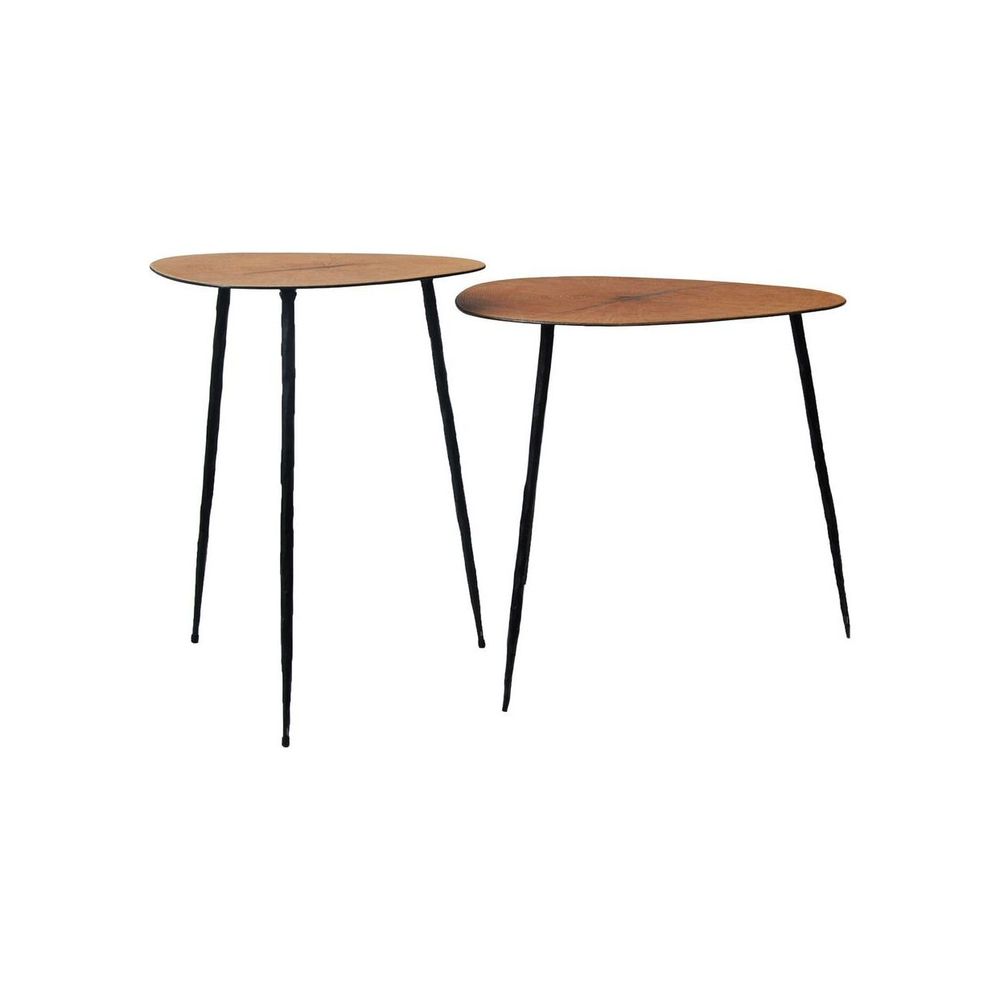 Side Tables Oakley Tall End Table Natural Oak Veneer On Metal Black Hammered Iron Legs