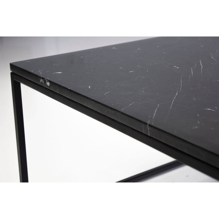 Side Tables Onix Square End Table Black Semi-Honed Marble Black Powder Coated Frame