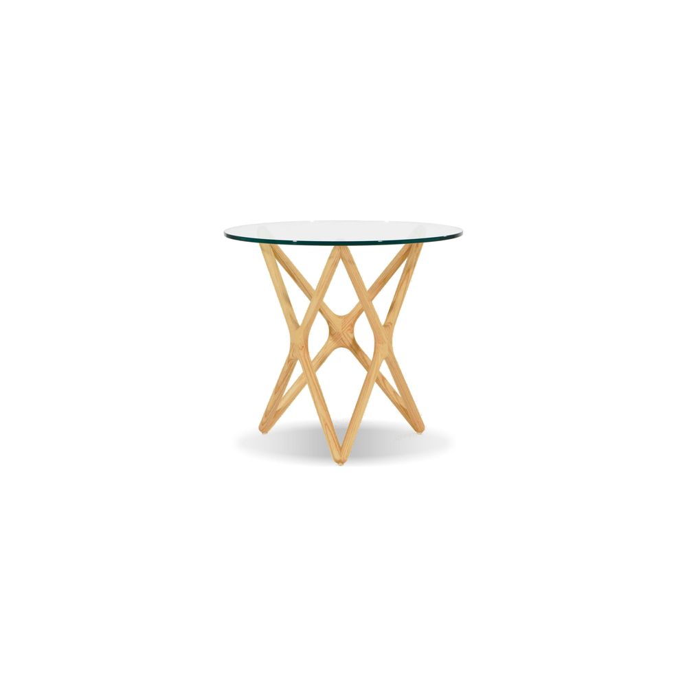 Side Tables Quasar Low End Table Clear Glass Solid American Ash Natural Stain Base