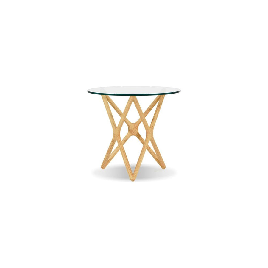Side Tables Quasar Low End Table Clear Glass Solid American Ash Natural Stain Base