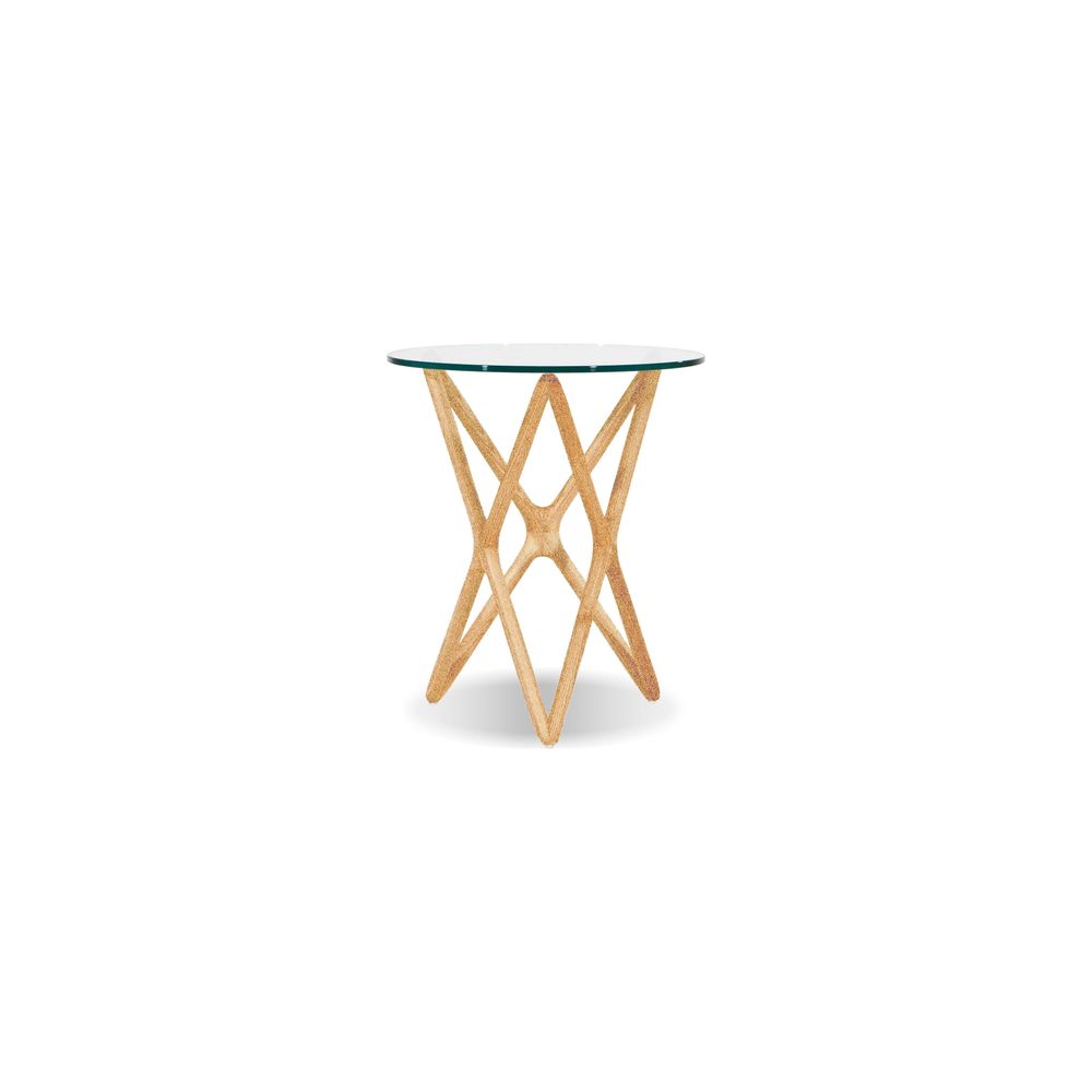 Side Tables Quasar Tall End Table Clear Glass Solid American Ash Natural Stain Base