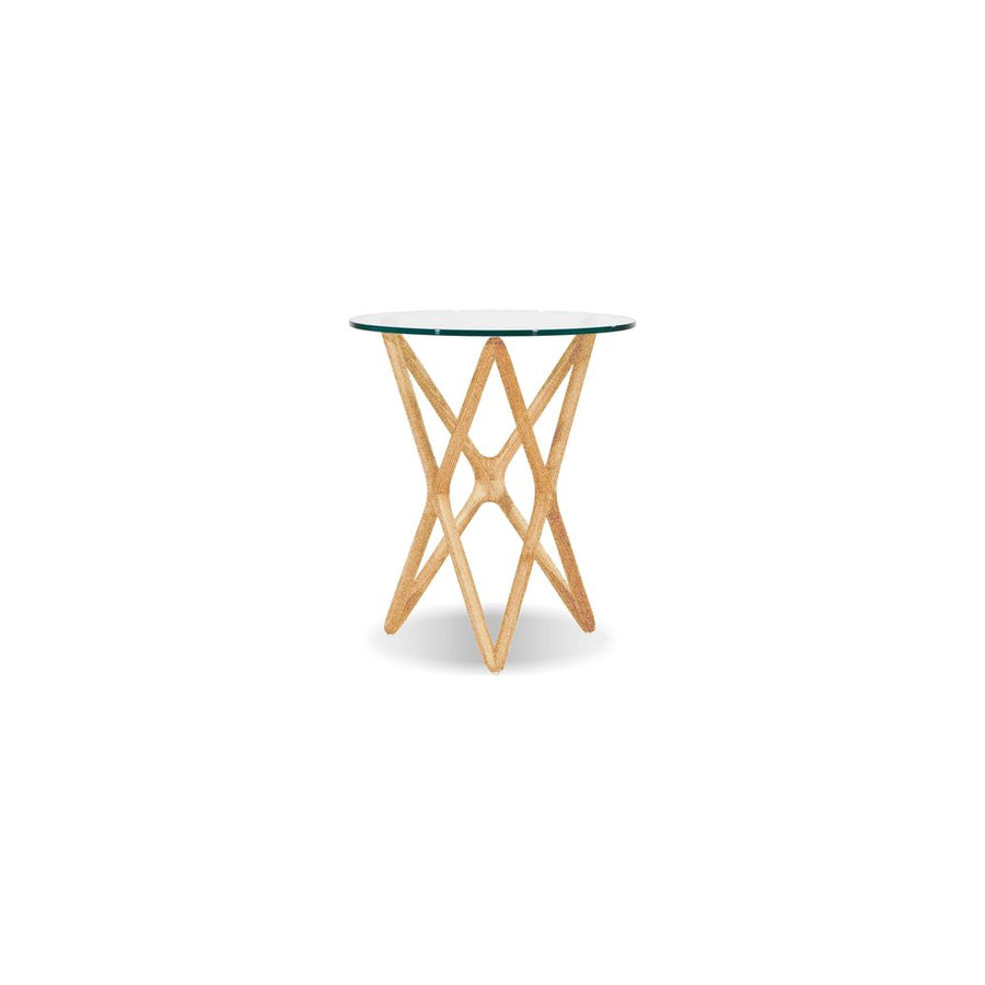 Side Tables Quasar Tall End Table Clear Glass Solid American Ash Natural Stain Base