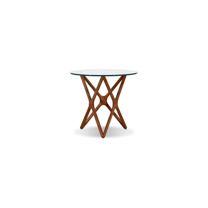 Side Tables Quasar Low End Table Clear Glass Solid Ash Stained Walnut Base