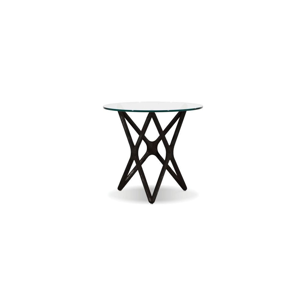Side Tables Quasar Low End Table Clear Glass Solid Ash Stained Black Base