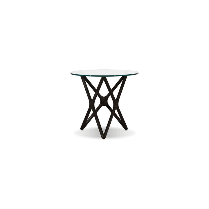 Side Tables Quasar Low End Table Clear Glass Solid Ash Stained Black Base