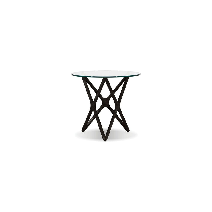 Side Tables Quasar Low End Table Clear Glass Solid Ash Stained Black Base