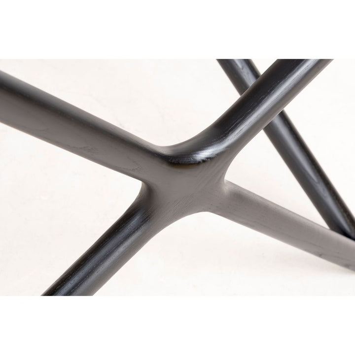 Side Tables Quasar Tall End Table Clear Glass Solid Ash Stained Black Base