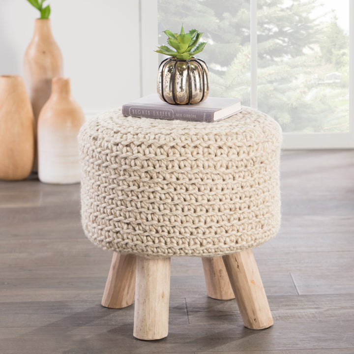 Jaipur Living Montana Stool Solid Cream Stool