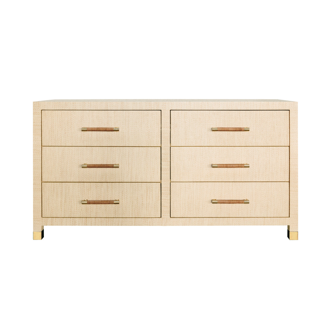 Winchester - Six Drawer Chest With Rattan Wrapped Handles In Natural Grasscloth