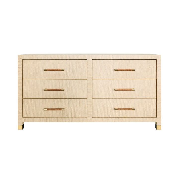 Winchester - Six Drawer Chest With Rattan Wrapped Handles In Natural Grasscloth