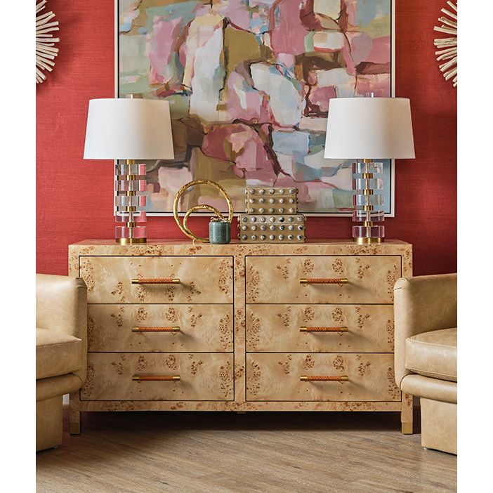 Dressers & Chests Winchester Six Drawer Chest in Natural Burl