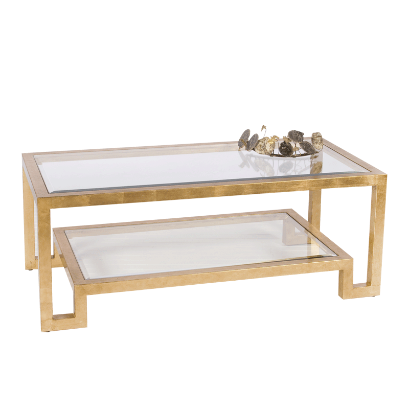 Coffee Tables Winston - Gold Leafed Two Level Coffee Table With Beveled Glass