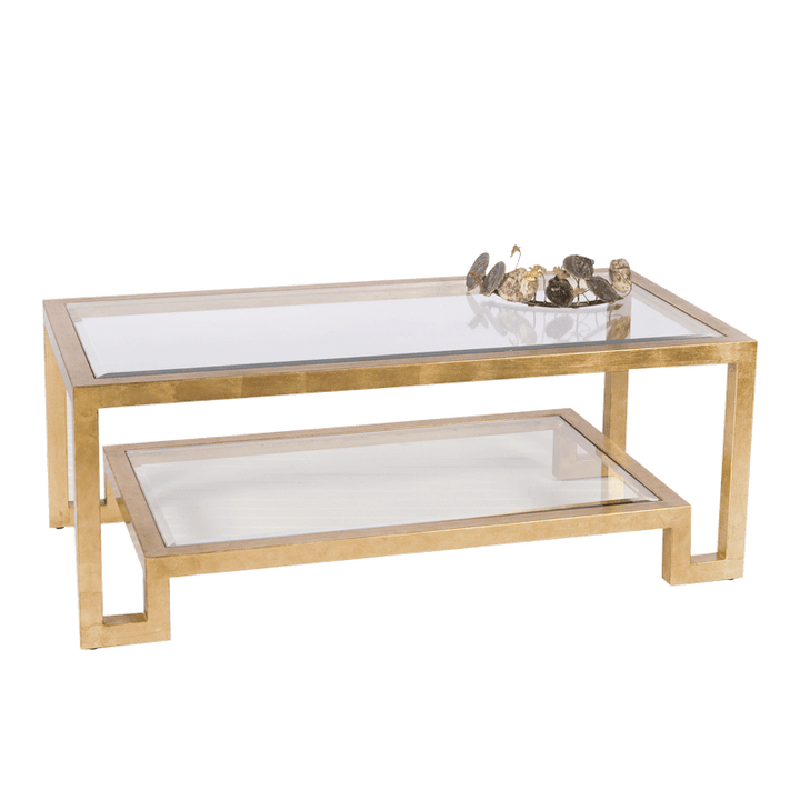 Coffee Tables Winston - Gold Leafed Two Level Coffee Table With Beveled Glass