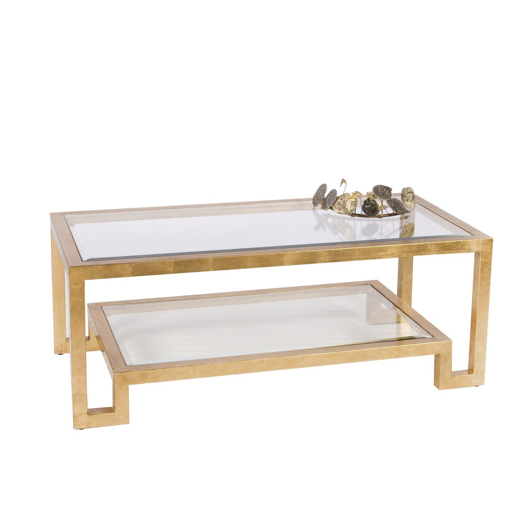 Winston - Gold Leafed Two Level Coffee Table With Beveled Glass