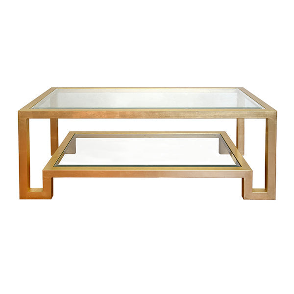 Coffee Tables Winston - Gold Leafed Two Level Coffee Table With Beveled Glass