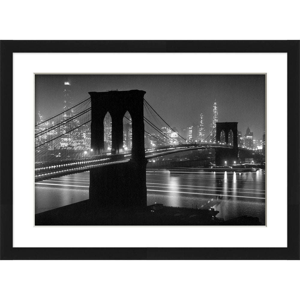 Wall Art Brooklyn Bridge at Night Against Lower Manhattan