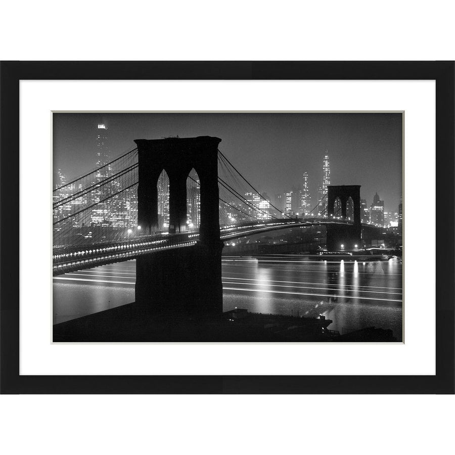 Wall Art Brooklyn Bridge at Night Against Lower Manhattan