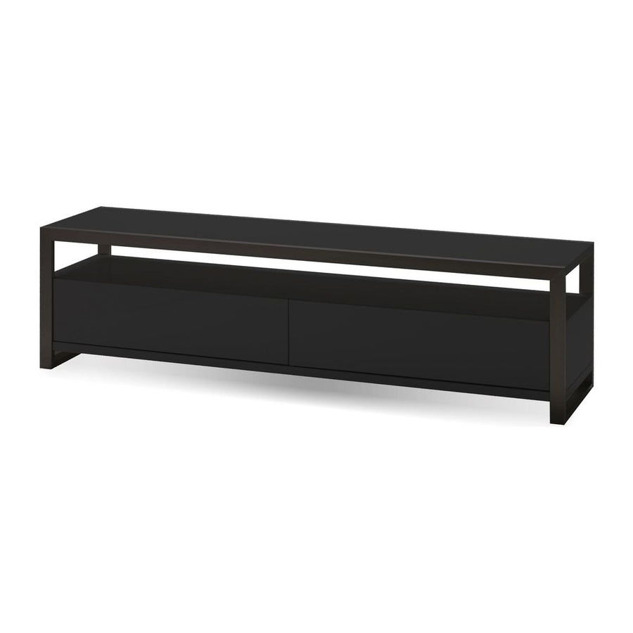 TV Stands & Media Consoles Brando Media Unit Matte Black Hdf, Black Glass And Steel 63"