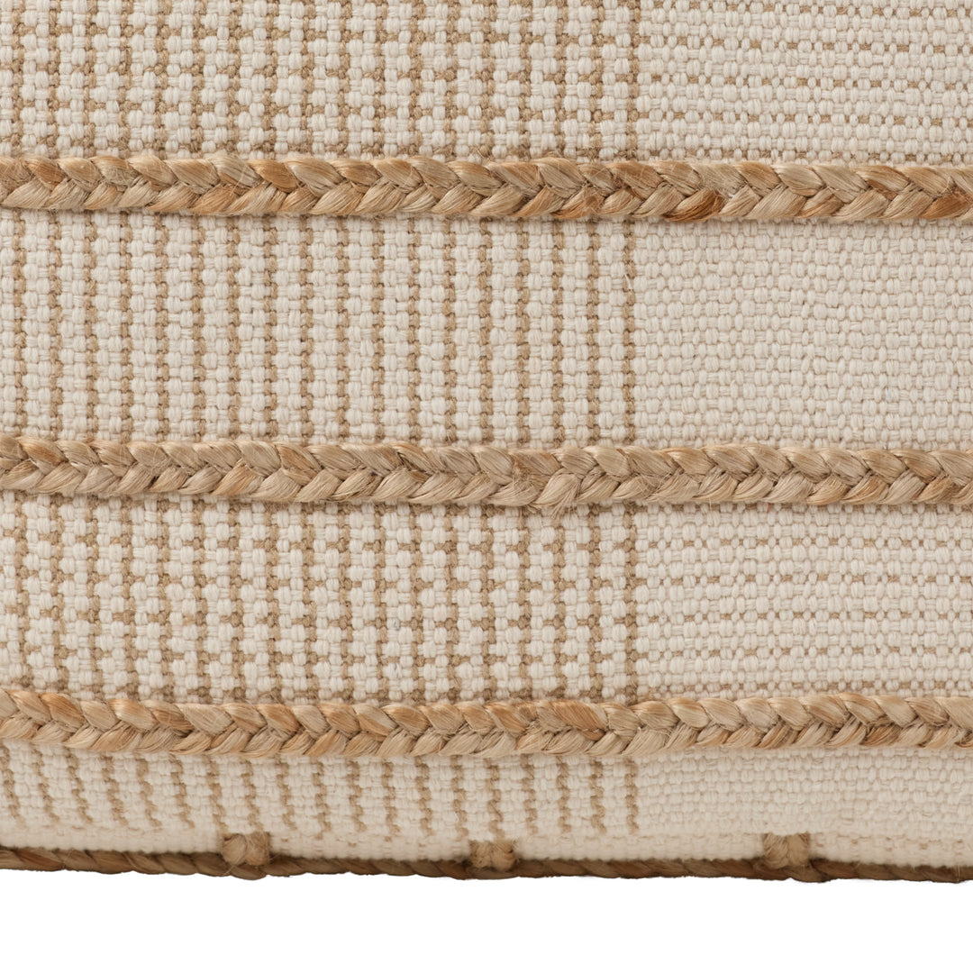 Vibe by Jaipur Living Remsen Handmade Striped Tan/ Cream Cylinder Pouf