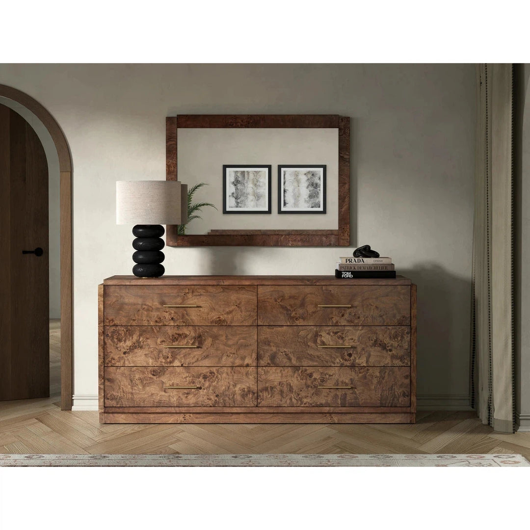 Wesley Burl 6-Drawer Dresser - Dark Burl