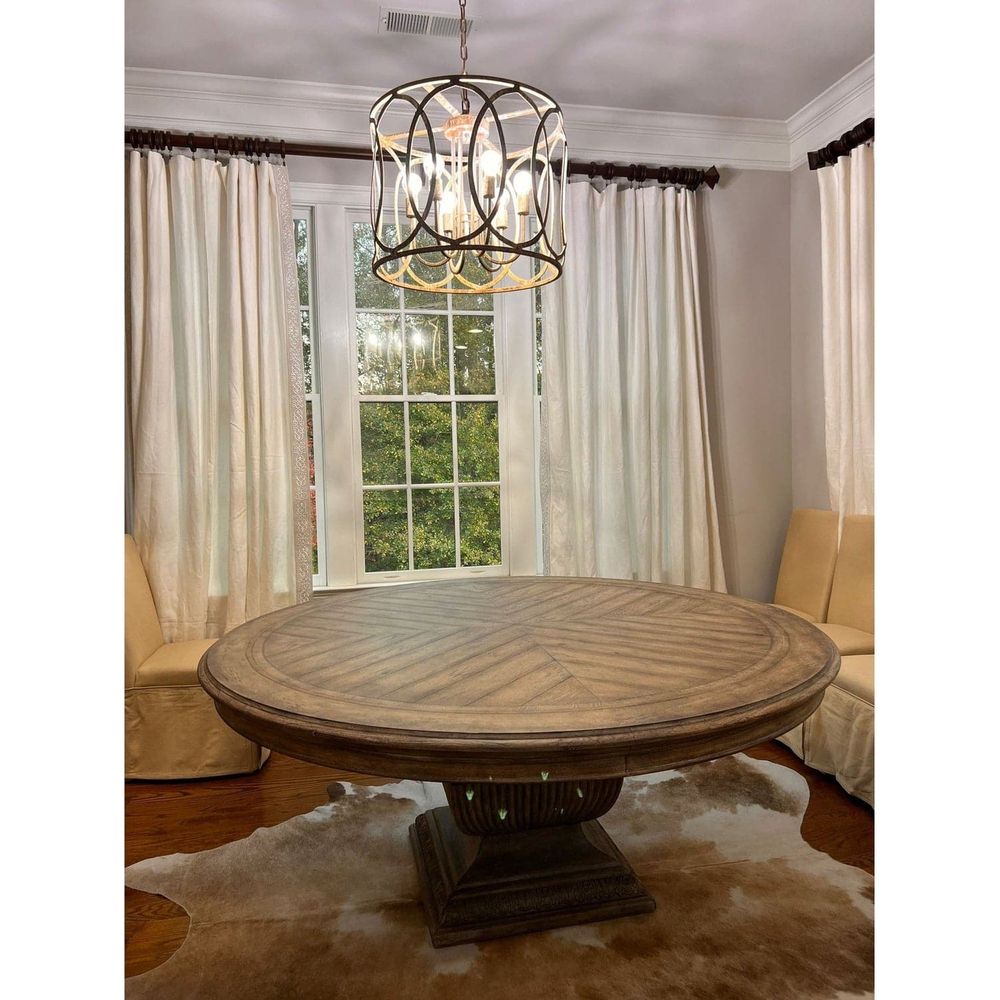 Castella 72in Round Urn Dining Table - Medium Wood