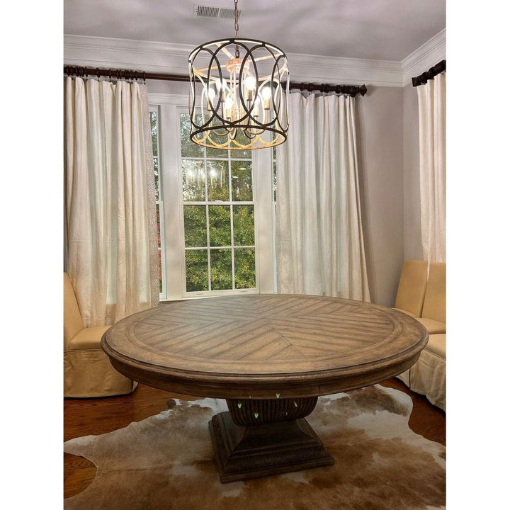 Castella 72in Round Urn Dining Table - Medium Wood