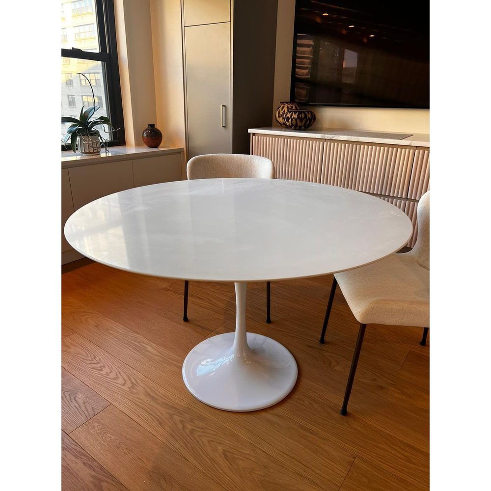 Quartz Pedestal Tulip Dining Table - Round-France & Son-RTQR36WHT-Dining Tables36" Diameter-6-France and Son