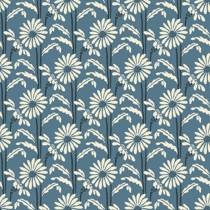 Woodland Bloom Wallpaper-Mitchell Black-MITCHB-WC407-BL-PM-10-Wall DecorPatterns Slate Blue-Premium Matte Paper-6-France and Son