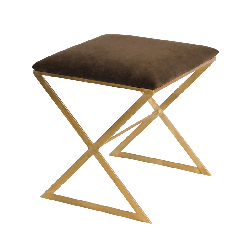 Stools & Ottomans X Stool Gold Lf Brown Velvet