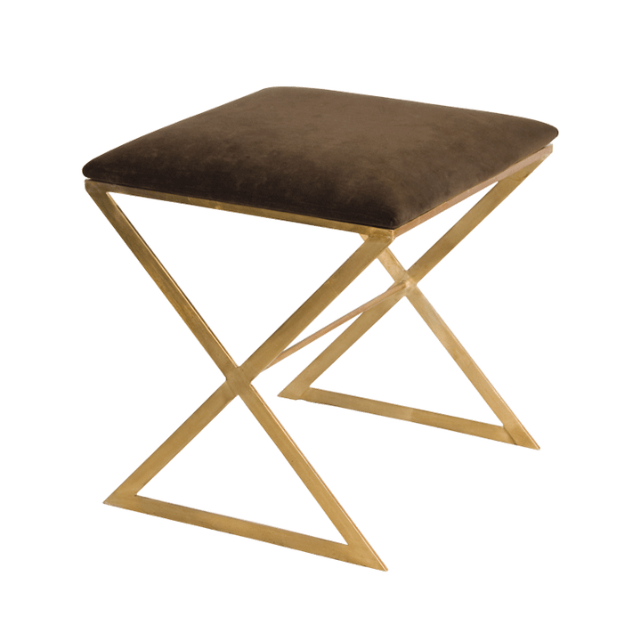 Stools & Ottomans X Stool Gold Lf Brown Velvet