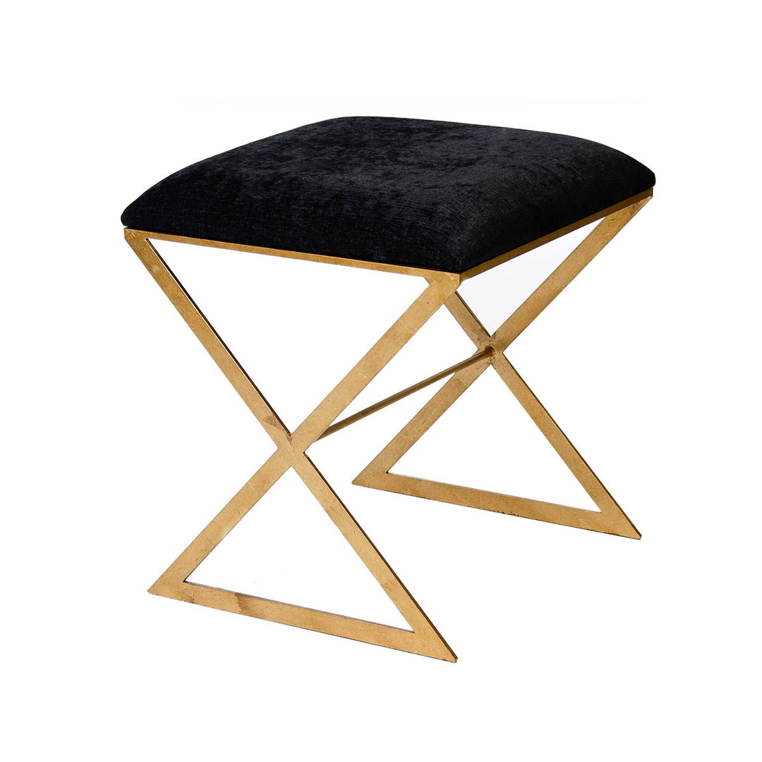 X Side Stool With Black Velvet Top