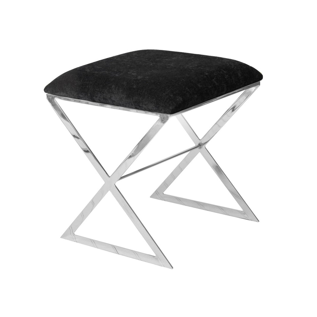 X Side Stool With Black Velvet Top