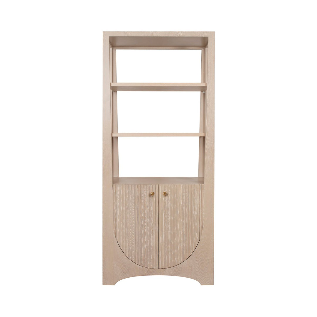 Young - Etagere With Two Door Fluted Cabinet In Light Cerused Oak