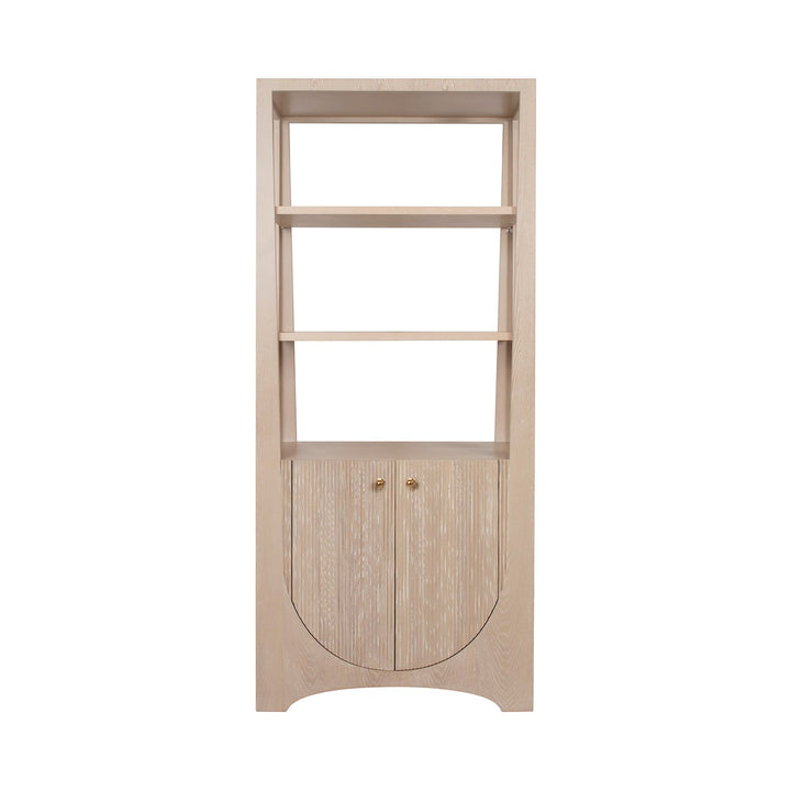 Young - Etagere With Two Door Fluted Cabinet In Light Cerused Oak