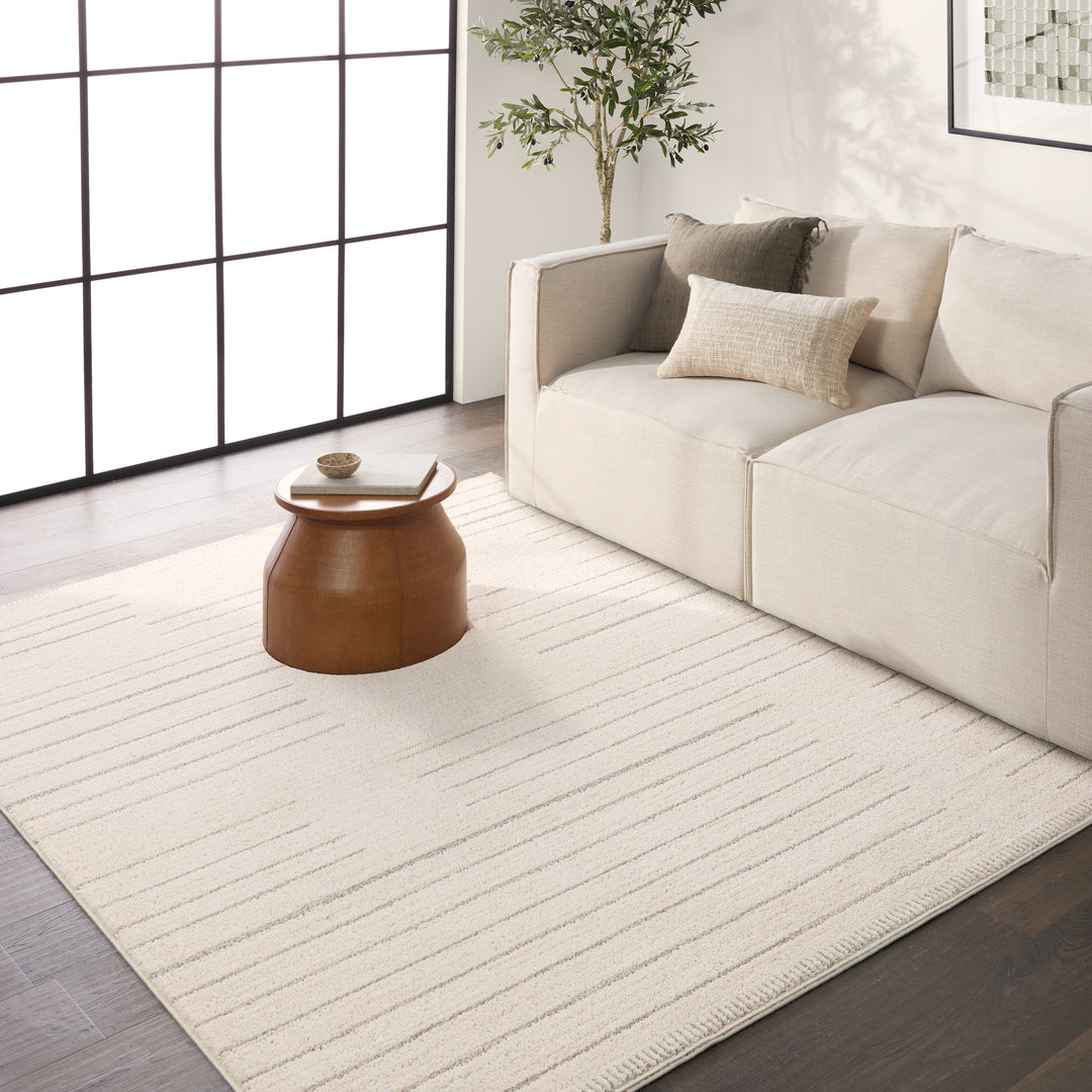 Vibe By Jaipur Living Lumall Performance Striped Cream/Light Gray Area Rug (10'X14')