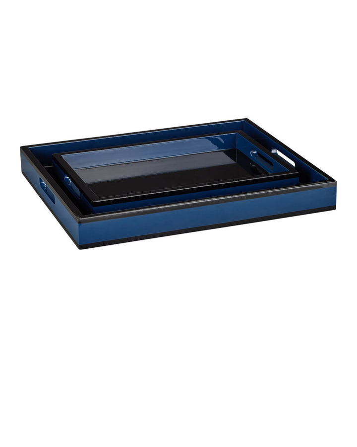 Serveware: Trays Navy Lacquer Tray Set of 2