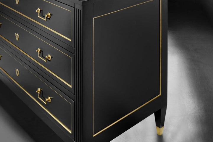 French Three Drawer Commode-Ebony