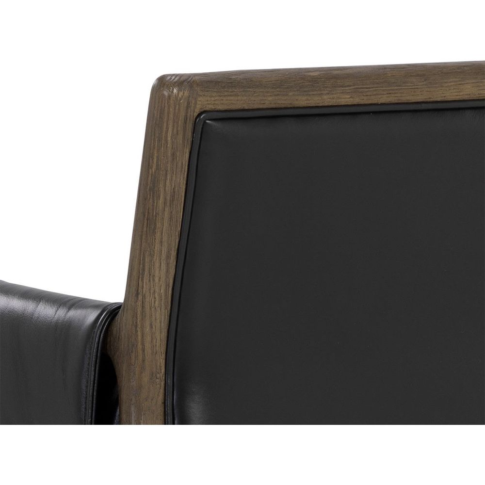 Mauti Dining Armchair - Distressed Brown - Cortina Black Leather