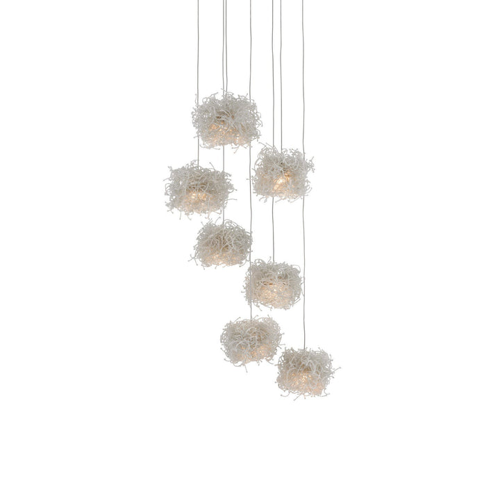 Birds Nest 7-Light Round Multi-Drop Pendant