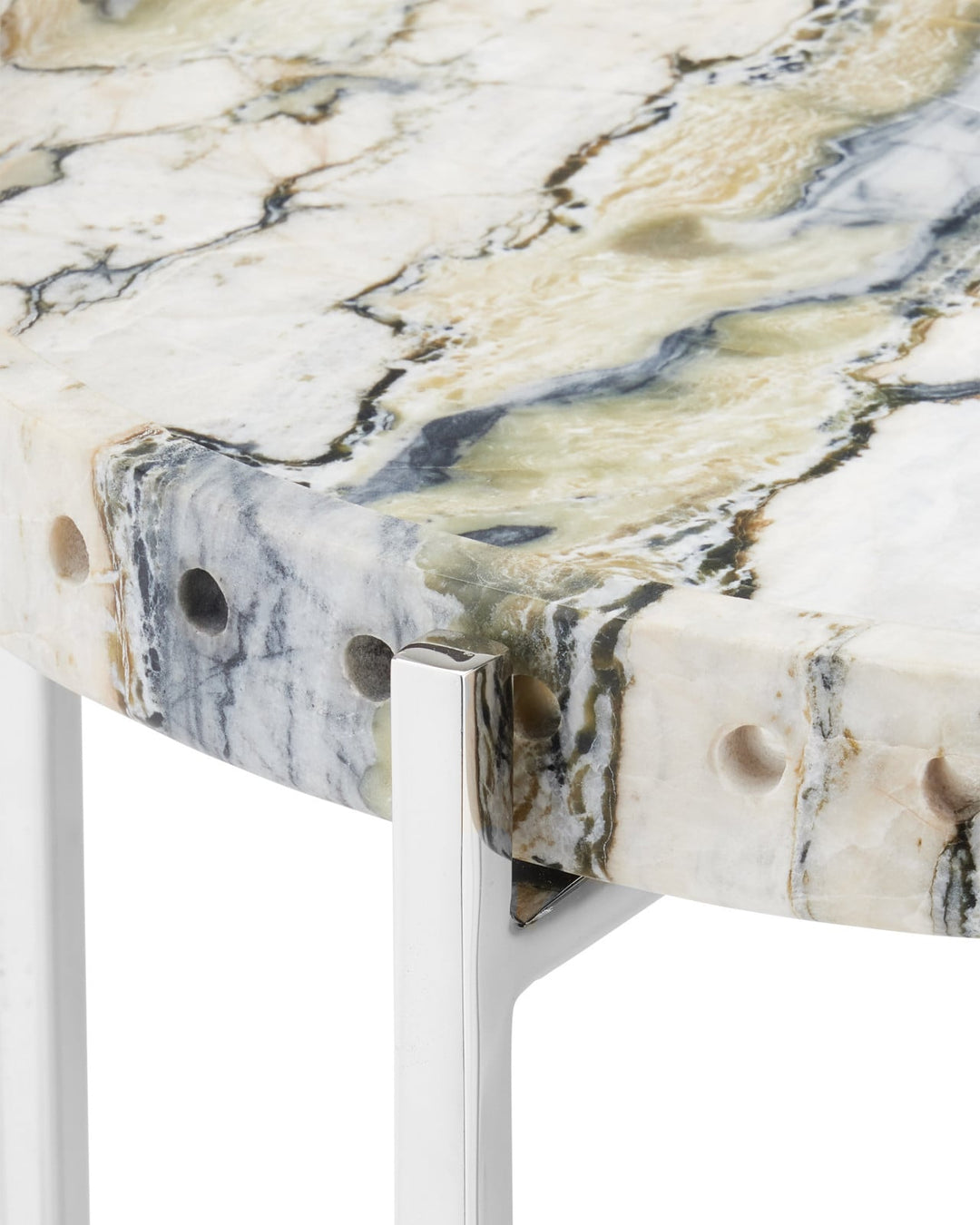Side Tables Freya Floral Jade Marble Accent Table