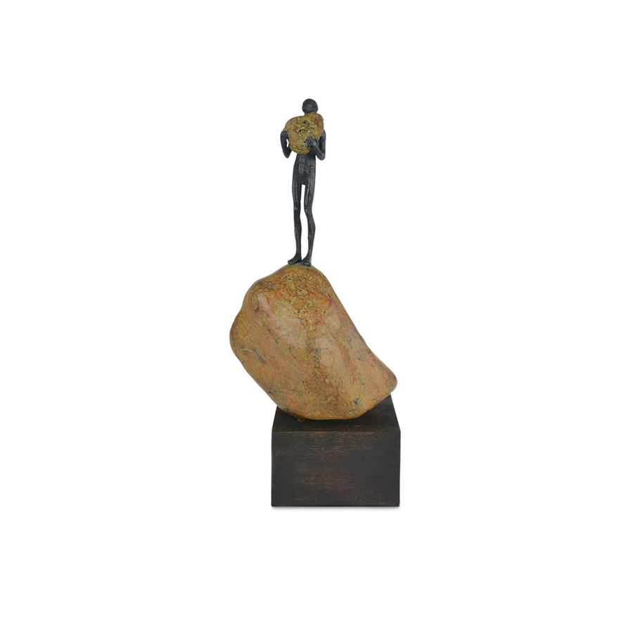 Decorative Objects Man on Rock Medium Bronze